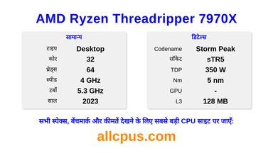 AMD Ryzen Threadripper 7970X CPU की स्पेसिफिकेशन और बेंचमार्क