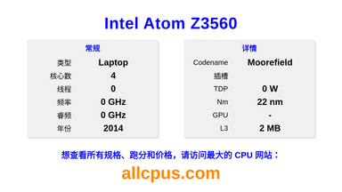 Intel Atom Z3560 CPU 规格和跑分