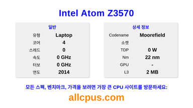 Intel Atom Z3570 CPU 사양과 벤치마크