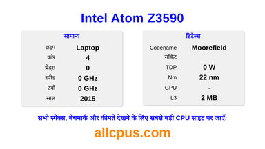 Intel Atom Z3590 CPU की स्पेसिफिकेशन और बेंचमार्क