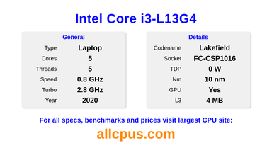Intel Core i3-L13G4 CPU Specifications and Benchmark