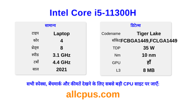 Intel Core i5-11300H CPU की स्पेसिफिकेशन और बेंचमार्क