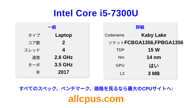 Intel Core i5-7300U CPUの仕様とベンチマーク