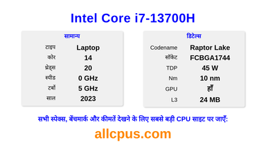 Intel Core i7-13700H CPU की स्पेसिफिकेशन और बेंचमार्क