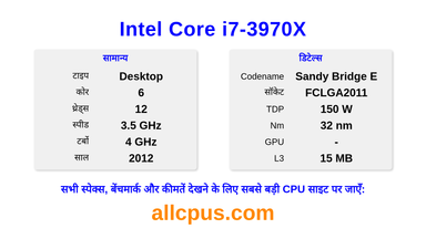 Intel Core i7-3970X CPU की स्पेसिफिकेशन और बेंचमार्क