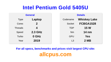 Intel Pentium Gold 5405U CPU Specifications and Benchmark